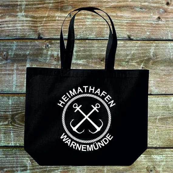 shirtinstyle tote bag "Home Port" Fehmarn Darß Waren Sylt Müritz Amrum Föhr Juist Husum Poel Borkum.... Cotton bag Gift idea