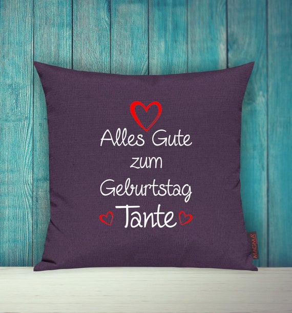 Kissenhülle Sofa Kissen "Alles Gute zum Geburtstag Tante" Sofakissen Deko Couch Kuschelkissen Familie Geschenk