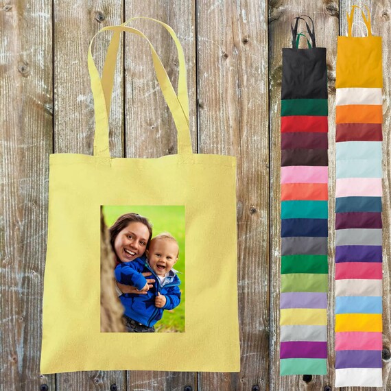 Fabric bag printed on 2 sides with your photo Pic Image Cotton Jute Sports Bag Bag Bag School Enrollment Kita