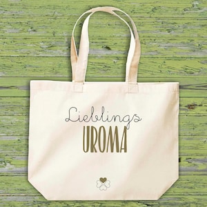 Stoffbeutel "Lieblingsmensch Lieblings Uroma" Jute Baumwolle Tasche Einkaufen Beutel Geschenkidee
