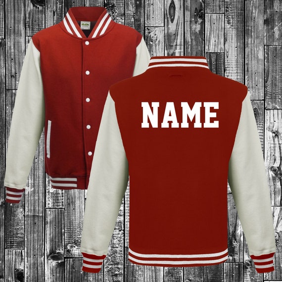 College jacket with desired print on the back name training jacket sports club varsity jacket red/white