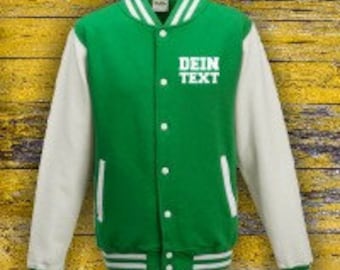 Varsity Jacket College Jacke mit Wunschdruck auf der Vorderseite Trainings Jacke Sport Verein