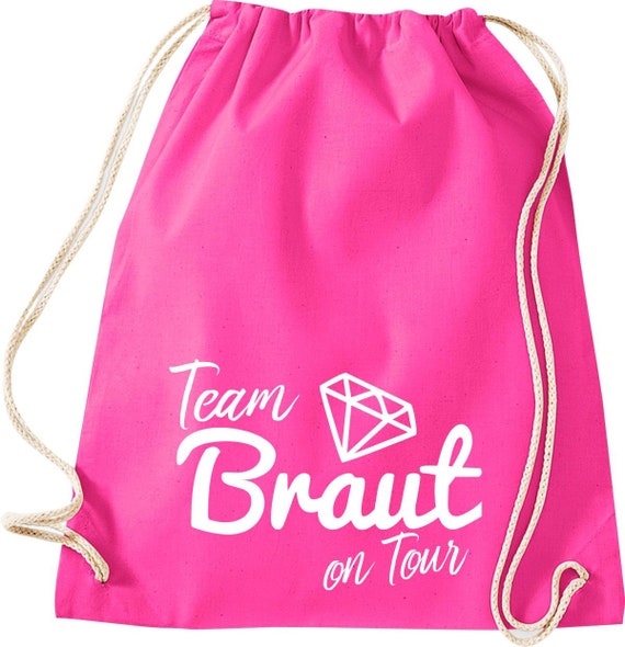 Turnbeutel Team Braut on Tour Junggesellinnen Abschied mit Diamant Baumwolle Gymsack