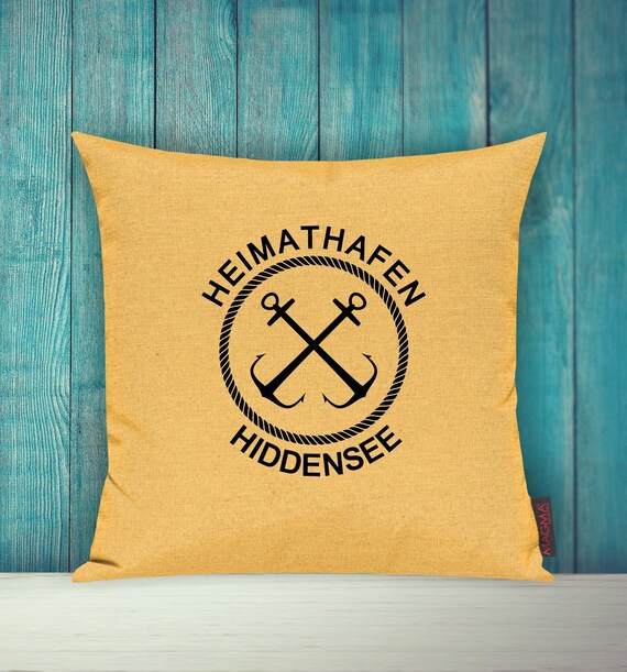 Kissenhülle Kissen Sofa "Heimathafen Hiddensee Urlaub Familie" Sofakissen Deko Couch Kuschelkissen