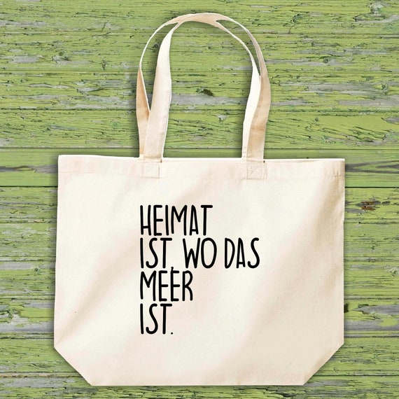 shirtinstyle Stoffbeutel "Heimat ist wo das Meer ist" Jute Baumwolle Tasche Einkaufen Beutel Geschenkidee