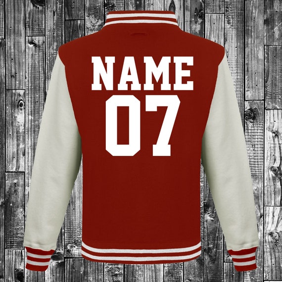 College jacket with desired print on the back number and name training jacket sports club varsity jacket red/white