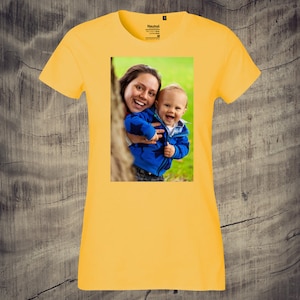 Lady Frauen T-Shirt mit Foto bedruckt schöne Geschenkidee Unisex Foto Pic Bild Erinnerung Yellow