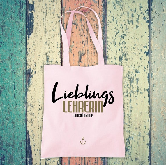 Stoffbeutel "Lieblingsmensch Lieblings Lehrerin" mit Wunschtext  Baumwolle Jute Sportbeutel Tasche Beutel Familie Liebe Geschenk