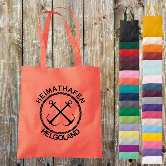 Fabric bag "Home port Helgoland holiday lake sea camping beach" cotton jute sports bag bag gift