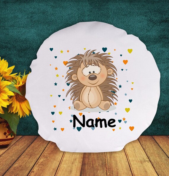 Pillow Cuddly pillow with animal motif hedgehog with desired name various shapes with filling