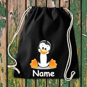 Gym bag children motif penguin with desired name animals nature meadows forest bag bag daycare daycare school enrollment sports bag laundry
