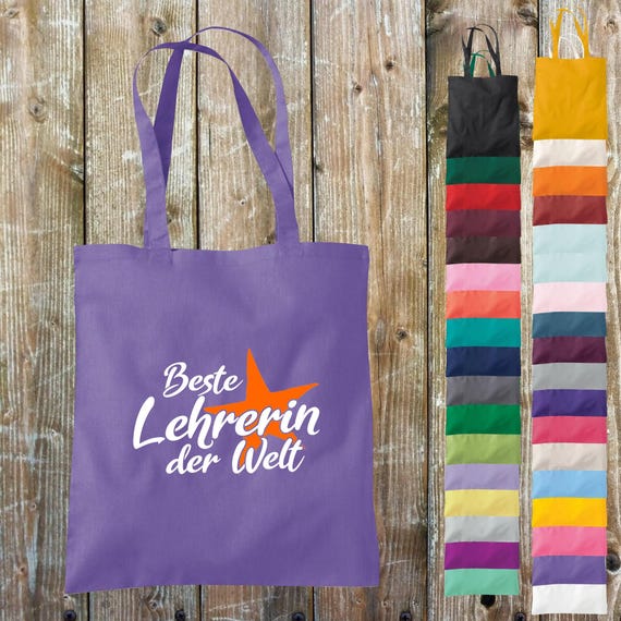 Stoffbeutel Jute Baumwolle Tasche beste Lehrerin der Welt Geschenk an Lehrerinnen