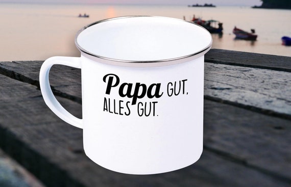 Emaille Becher Tasse Mama, Papa, Opa und Oma Gut. Alles Gut Geschenke für die Liebe Familie Kaffee Tee