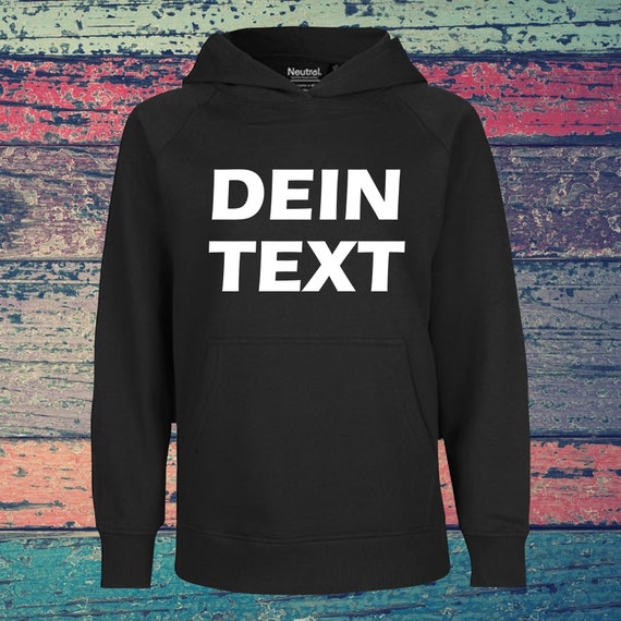 Children's hooded sweatshirt with text, custom print on the front, training sweatshirt, sports club hoodie