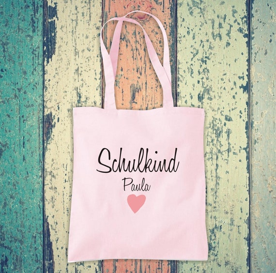 Stoffbeutel "Schulkind mit Wunschname" Schule Baumwolle Jute Sportbeutel Tasche Beutel Hort Einschulung Kita Tier