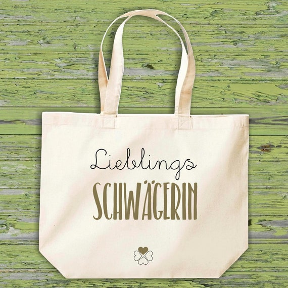 Stoffbeutel "Lieblingsmensch Lieblings Schwägerin" Jute Baumwolle Tasche Einkaufen Beutel Geschenkidee