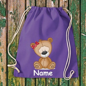 Gym bag children motif bear teddy with desired name animals nature meadows forest bag bag Kita Hort school enrollment sports bag laundry