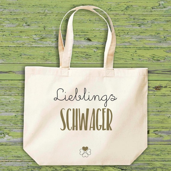 Stoffbeutel "Lieblingsmensch Lieblings Schwager" Jute Baumwolle Tasche Einkaufen Beutel Geschenkidee