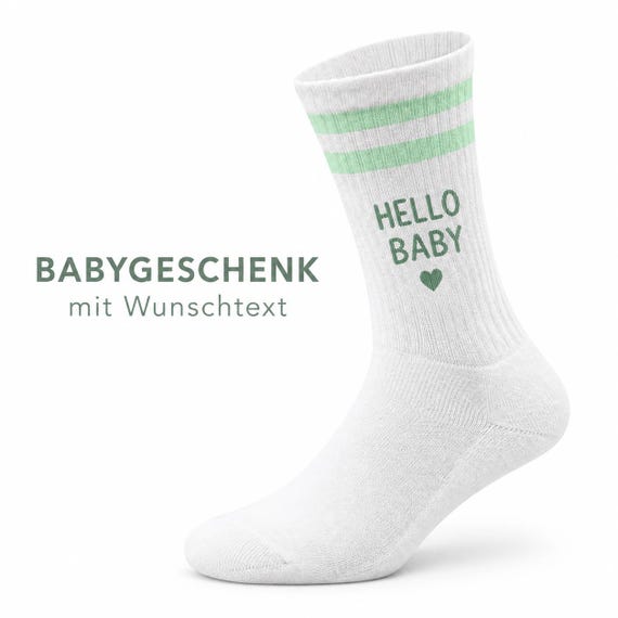 Personalized baby socks as a gift, "Hello Baby" custom message, gift for newborn, gift for mom and dad, personalized tennis socks