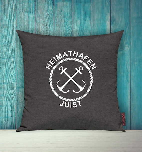 Cushion cover sofa cushion "Home port Juist holiday family" sofa cushion decoration couch cuddly cushion