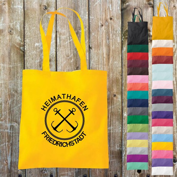 Stoffbeutel "Heimathafen Friedrichstadt Urlaub See Meer Zelten Strand" Baumwolle Jute Sportbeutel Tasche Beutel Geschenk