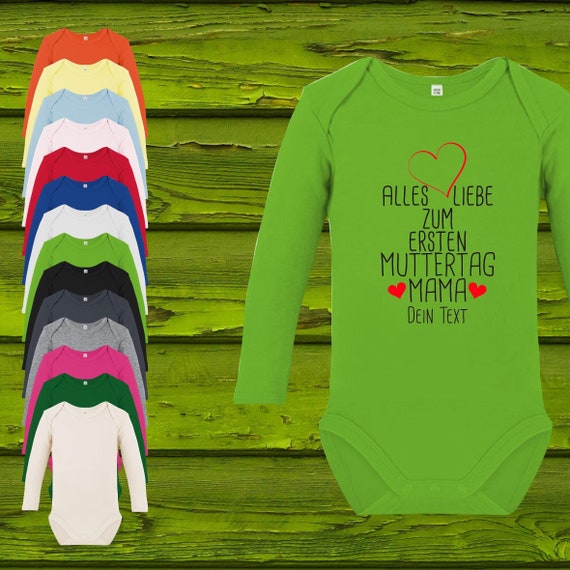 Baby Body Long Sleeve Baby Body Happy First Mother's Day Mom with desired name text