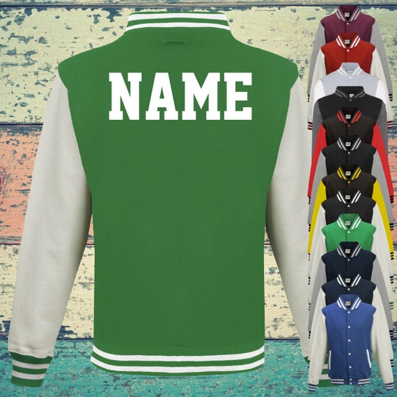 College Jacke mit Wunschdruck auf der Rückseite Name Trainings Jacke Sport Verein Varsity Jacket