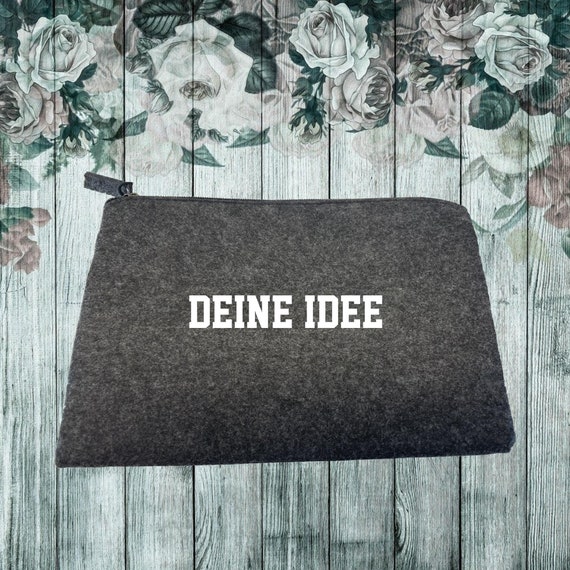 Cosmetic Bag Pens Bag "with desired name Your Idea" Accessories Gift Toiletry Bag Felt Bag Heart