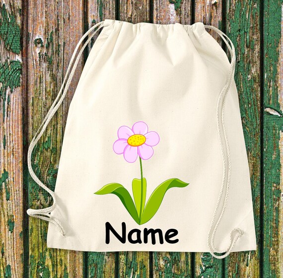 Turnbeutel Kinder Motiv Blume mit Wunschnamen Tiere Natur Wiesen Wald Beutel Tasche Kita Hort Einschulung Sportbeutel Wäsche