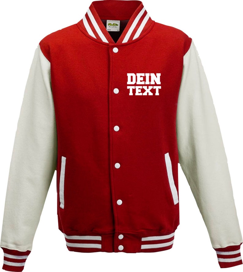 Varsity Jacket College Jacket with desired print on the front Training Jacket Sports Club Rot Weiß