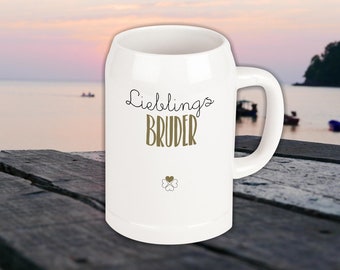 Bierkrug Lieblingsmensch Lieblings Bruder Krug zum anstoßen Geschenk Familie