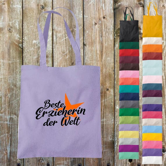 Stoffbeutel Jute Baumwolle Tasche beste Erzieherin der Welt Geschenk an Erzieherinnen