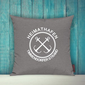 Cushion cover sofa cushion &quot;Heimathafen Timmendorfer Strand&quot; sofa cushion decoration couch cuddly cushion