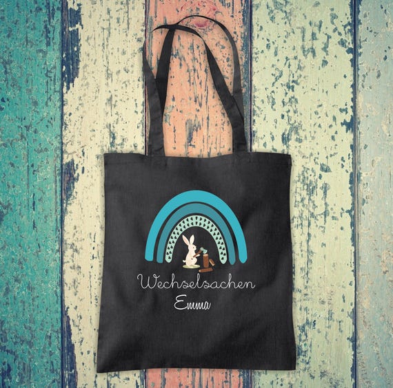 Fabric bag "Change of clothes with name, desired name" Animals Nature Forest Garden Meadow Cotton Jute Sports bag Bag Pouch Gift