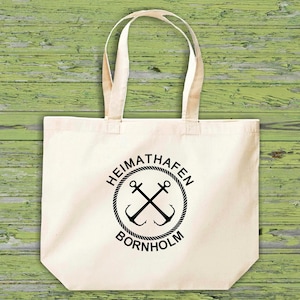shirtinstyle fabric bag &quot;Heimathafen Bornholm&quot; jute cotton bag shopping bag gift idea
