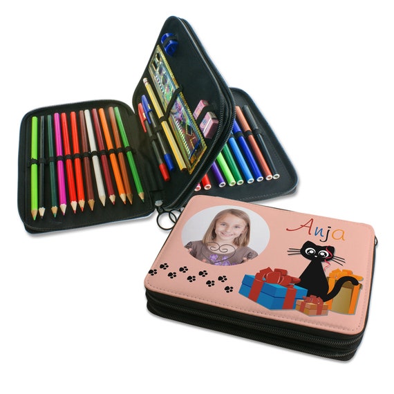 Federtasche Mäppchen Federmäppchen mit Stifte Stiftebox mit Foto für Schule Einschulung Kita Geschenk Einschulung