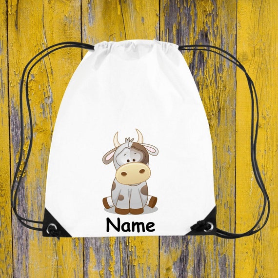 Children's gym bag motif cow + wish name