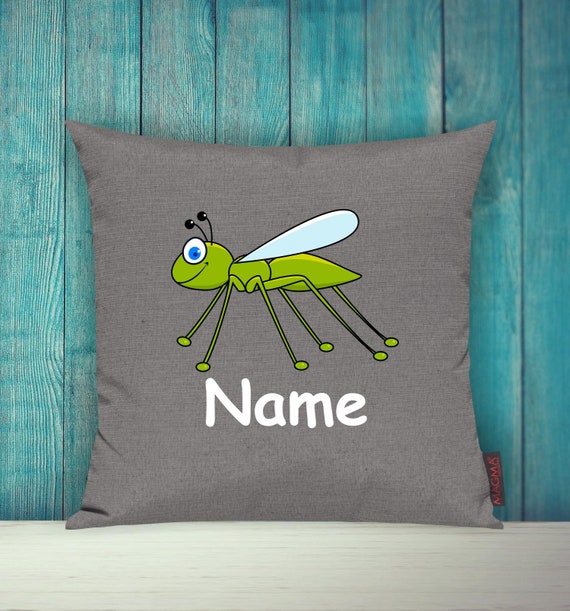 Kissenhülle Sofa Kissen Tiere Animal Grashüpfer Wunschname Deko Kinderzimmer Geschenk Tiere Natur Wald