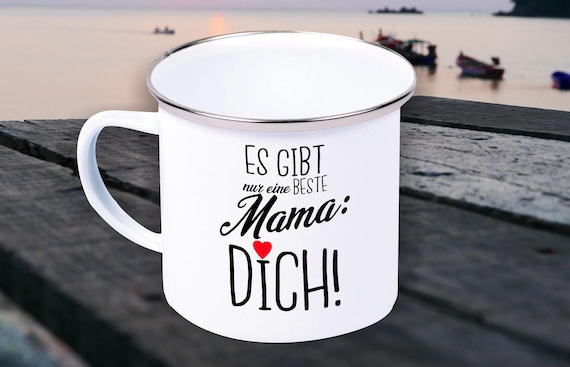 Emaille Becher Tasse Es gibt nur eine Beste Schwester, Mama, Oma.... Dich! Geschenke für die Liebe Familie Kaffee Tee