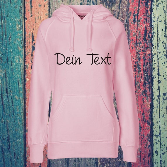 Lady hooded sweatshirt with text, desired print on the front, training sweatshirt, sports club hoodie