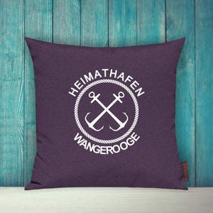Cushion cover sofa cushion &quot;Heimathafen Wangerooge Urlaub Familie&quot; sofa cushion decoration couch cuddly cushion