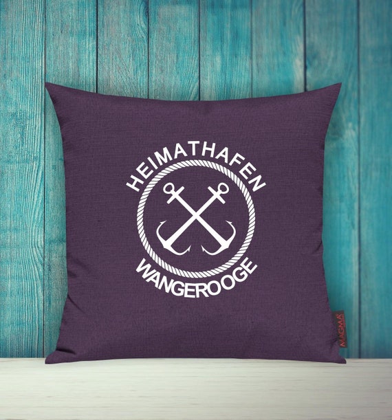 Cushion cover sofa cushion "Heimathafen Wangerooge Urlaub Familie" sofa cushion decoration couch cuddly cushion