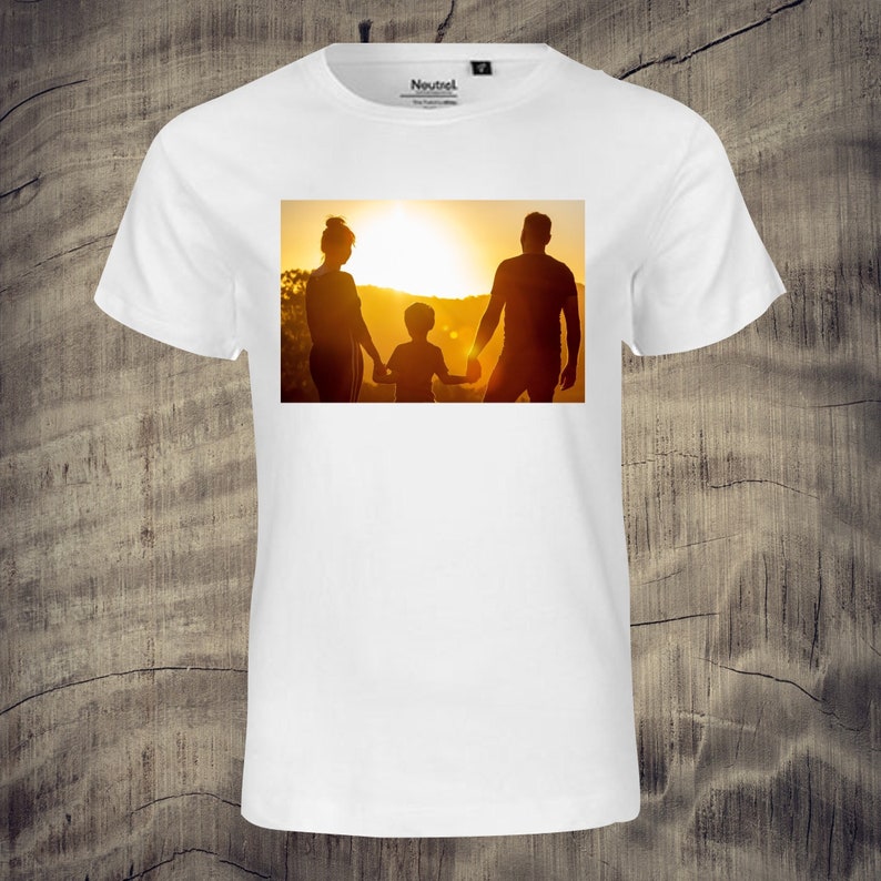 Children's t-shirt with photo printed nice gift idea unisex photo pic picture memory boys girls White
