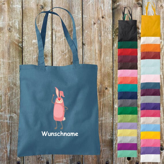 Stoffbeutel Wunschtext "Tiermotive Hase Wunschname Wunschtext Tiere Natur Wildnis" Baumwolle Jute Sportbeutel Tasche Beutel Geschenk