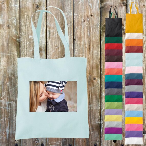 Fabric bag printed on 2 sides with your photo Pic Image Cotton Jute Sports Bag Bag Bag School Enrollment Kita