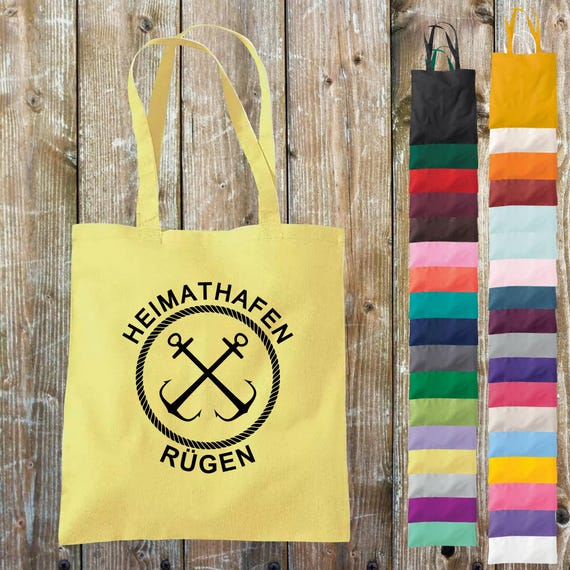 shirtinstyle fabric bag home port "Rügen" love holiday at home jute cotton bag shopping bag gift idea