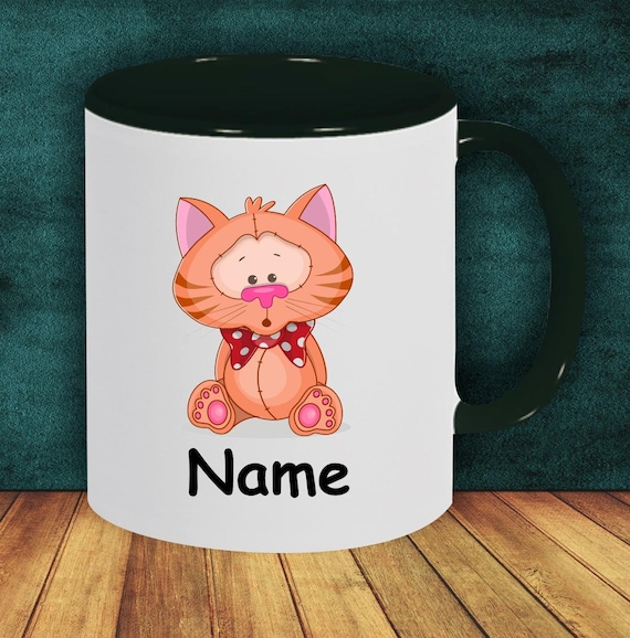 Children's Cup Drinking Mug Cat with desired name School Enrollment Daycare Hort Birthday School