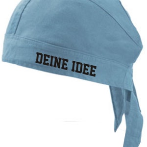 Bandana with text text Idea Cap Cap your text Wunschname Light Blue