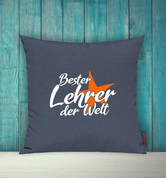 Kissenhülle Sofa Kissen "Bester Lehrer der Welt" Sofakissen Deko Couch Kuschelkissen