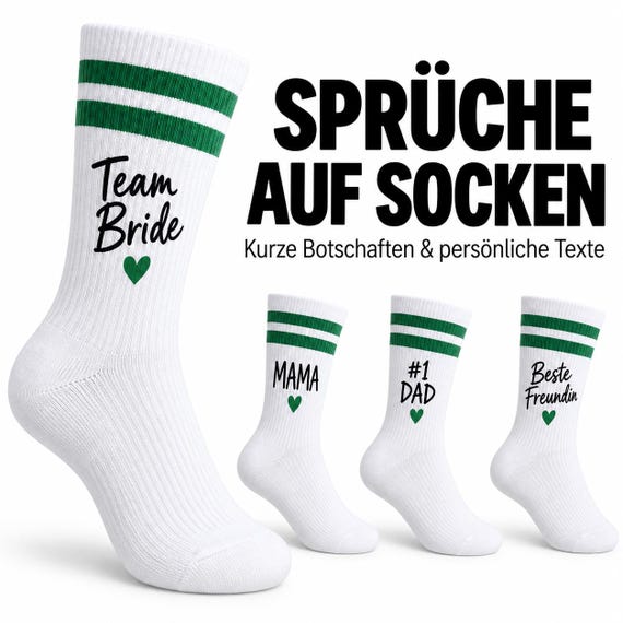 Personalized socks with custom text – tennis socks with name or saying – individual gift – sizes 27–46